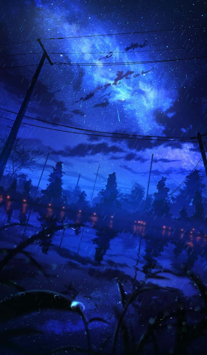 Night Anime Rainy Sky Wallpaper