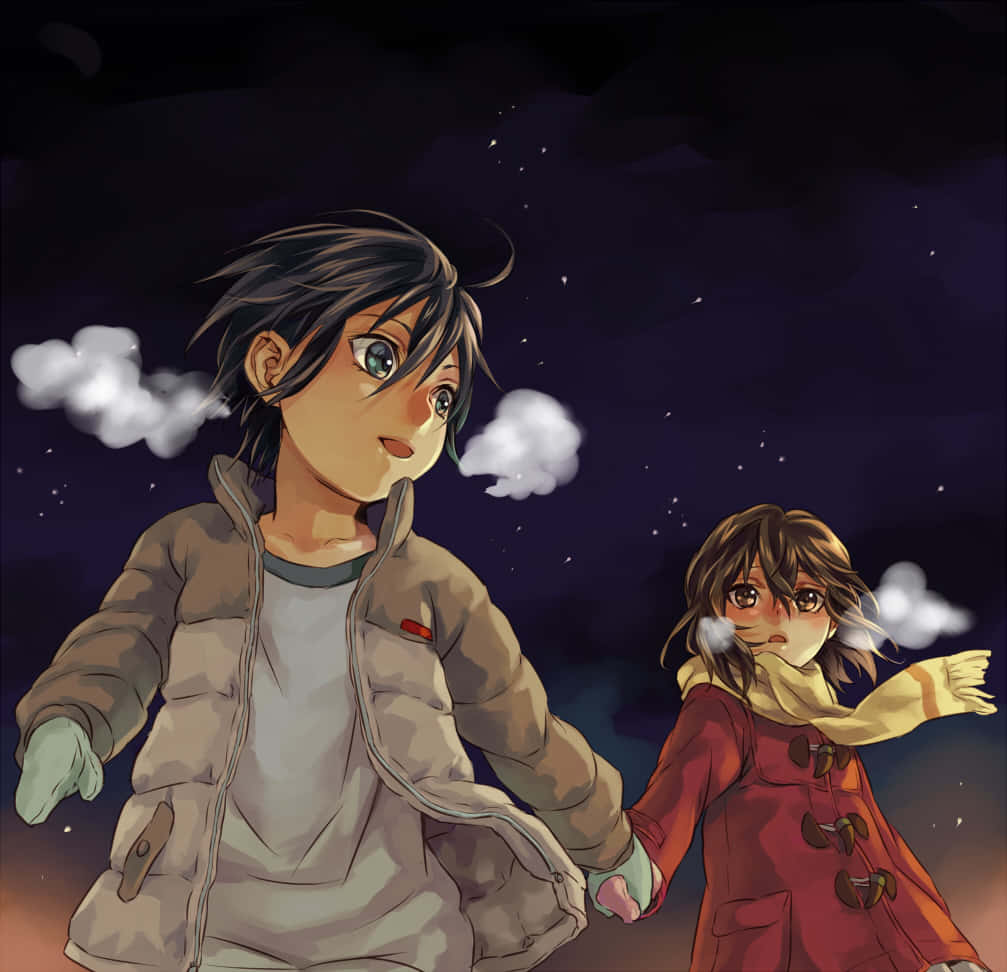 Nighttime Adventure Anime Characters Wallpaper