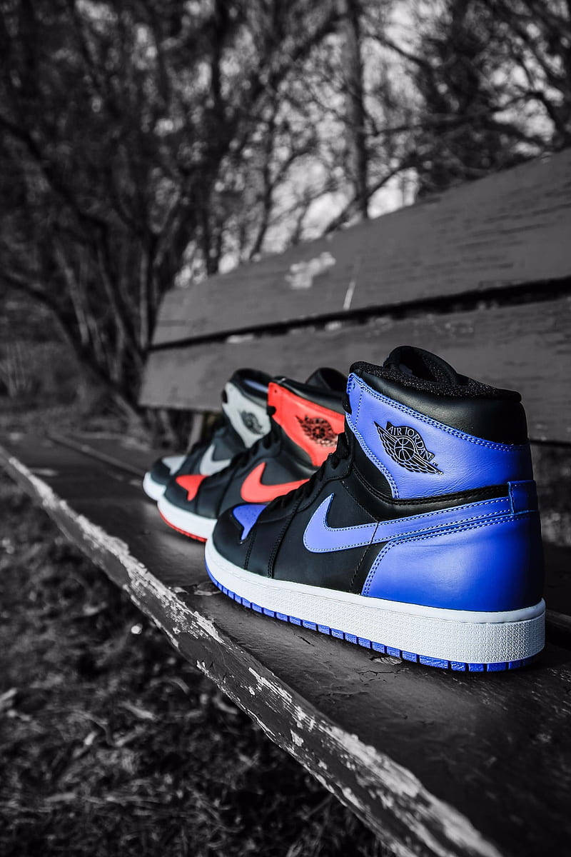 Nike Air Jordan 1 Sneakers On A Bench Wallpaper