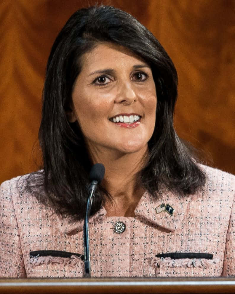 Nikki Haley Delivering A Speech Wallpaper