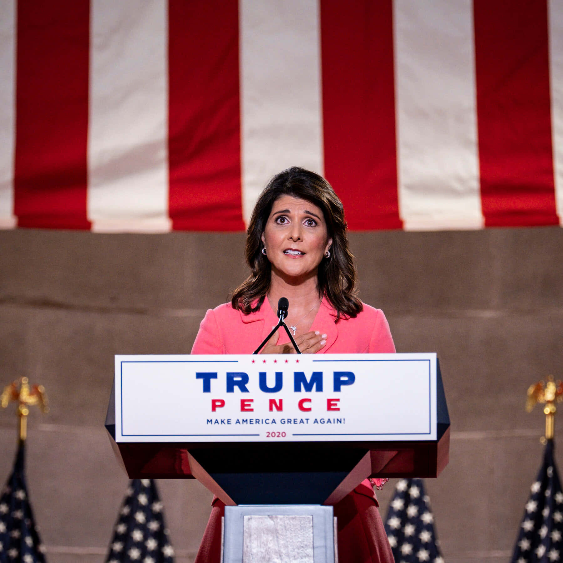 Nikki Haley Delivering A Speech Wallpaper