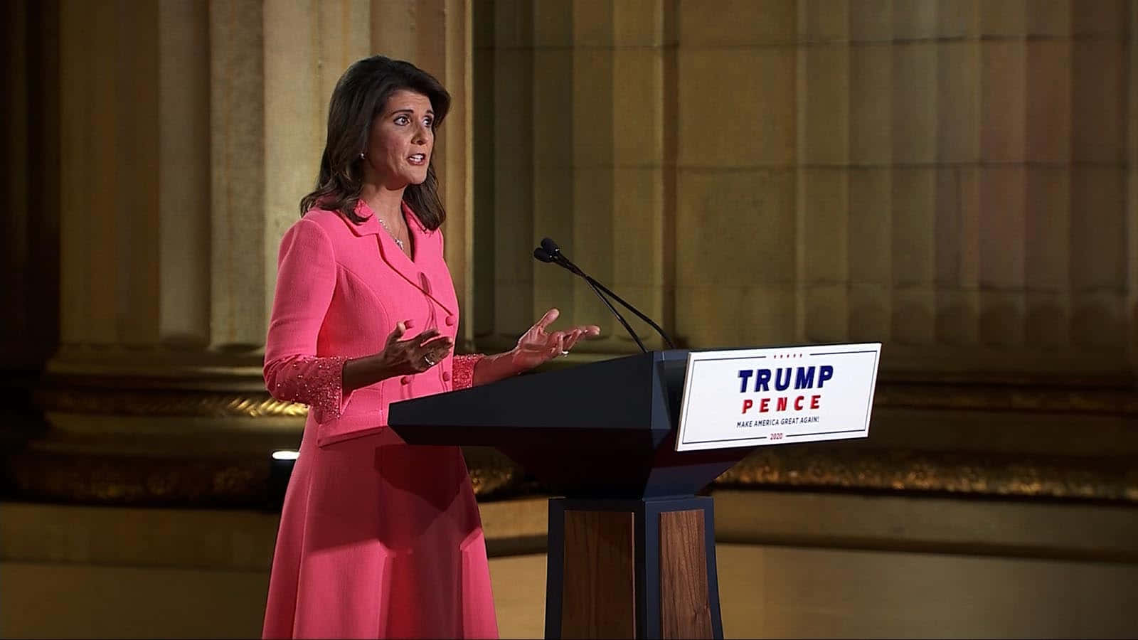 Nikki Haley Giving A Speech Wallpaper