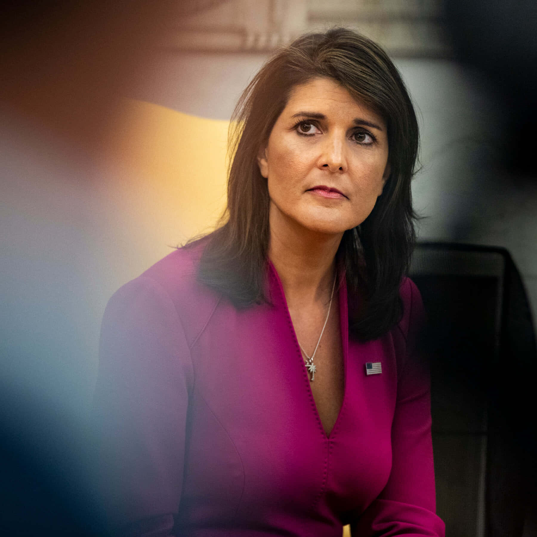 Nikki Haley Wearing A Magenta Dress Wallpaper