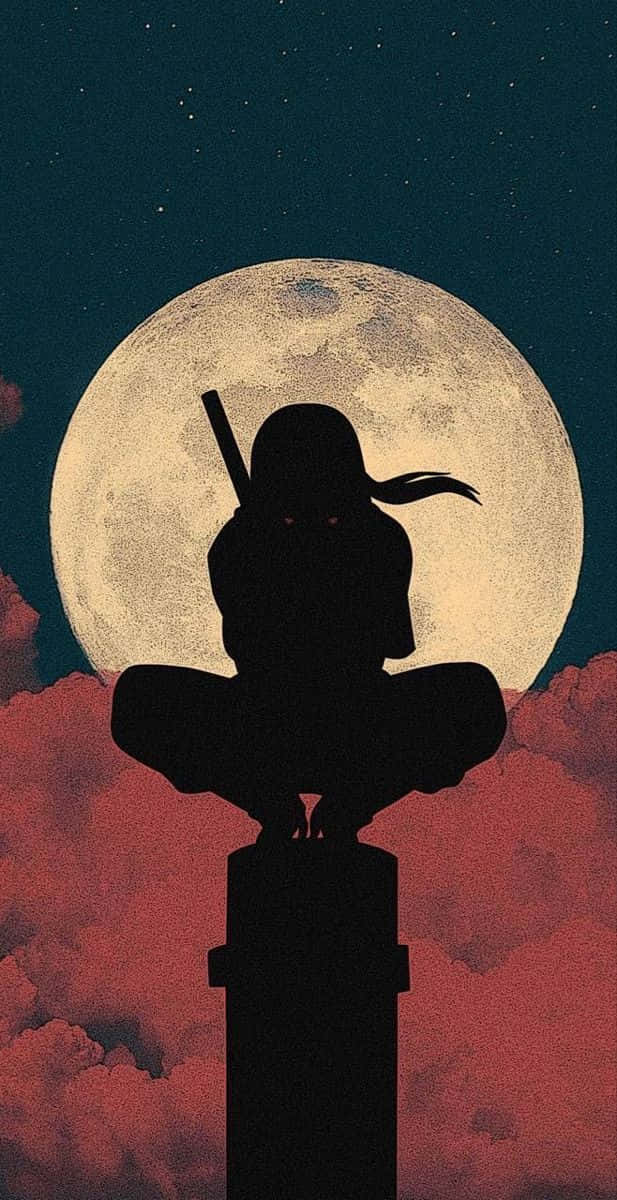 Ninja Silhouette Against Moon Wallpaper