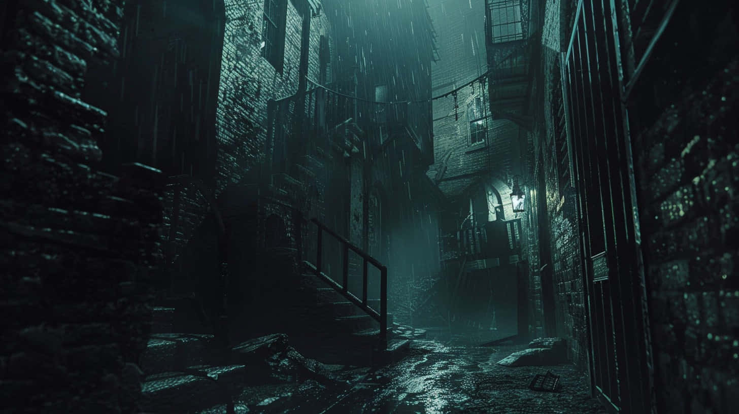 Noir Rainy Alleyway Night Wallpaper