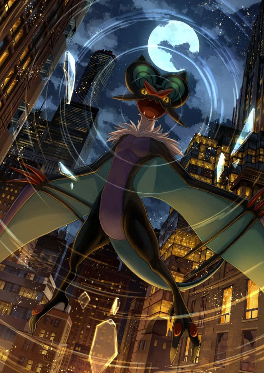 Noivern Nighttime Cityscape Wallpaper