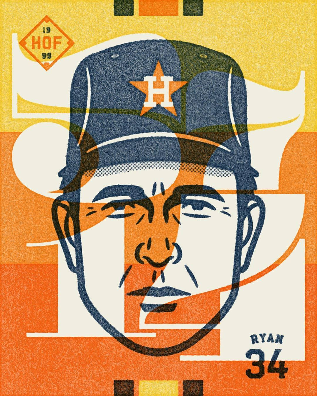 Nolan Ryan Stylized Portrait Wallpaper