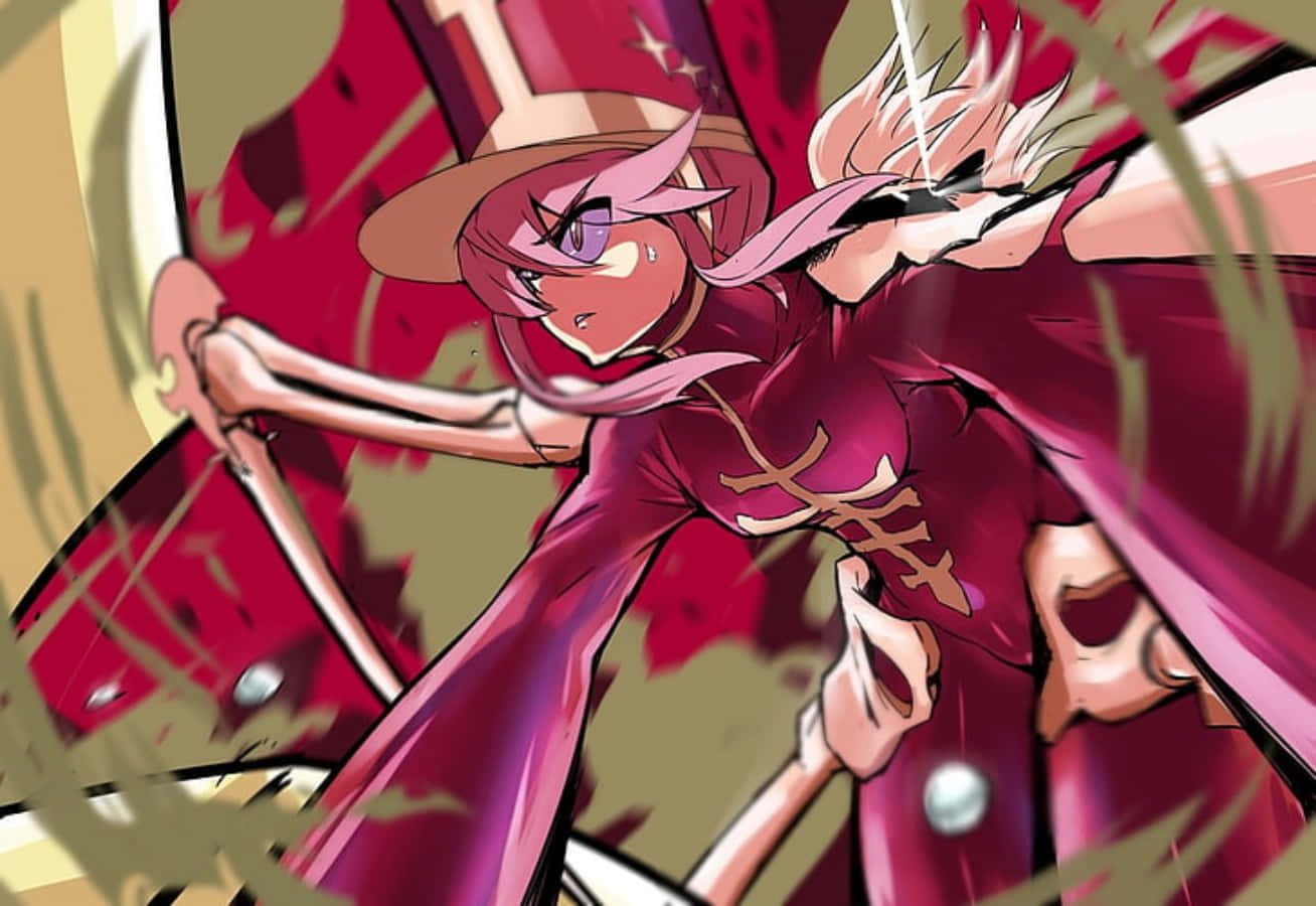 Nonon Jakuzure Posing In Her Signature Uniform Against A Vibrant Background Wallpaper