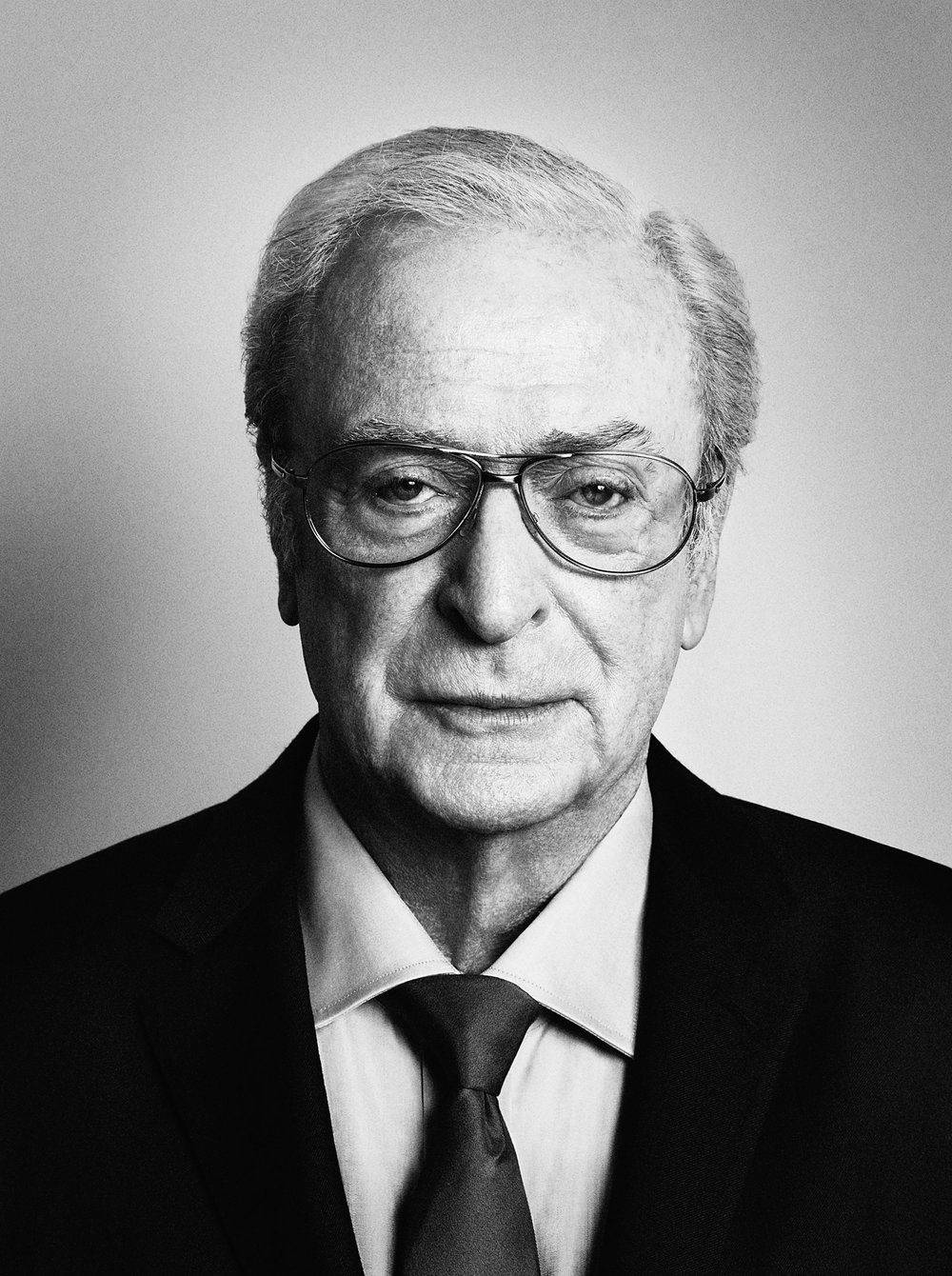 Notable English Actor Michael Caine Grayscale Portrait Wallpaper