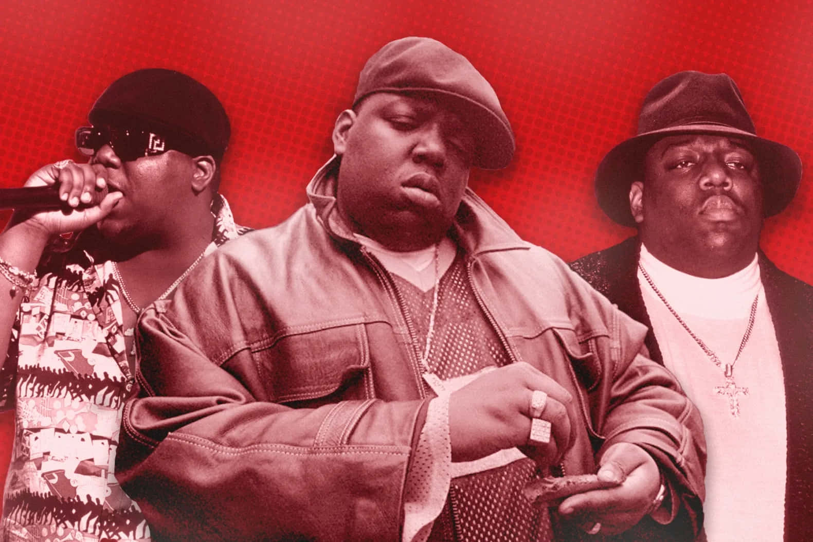 Notorious_ B I G_ Montage_ Red_ Background.jpg Wallpaper