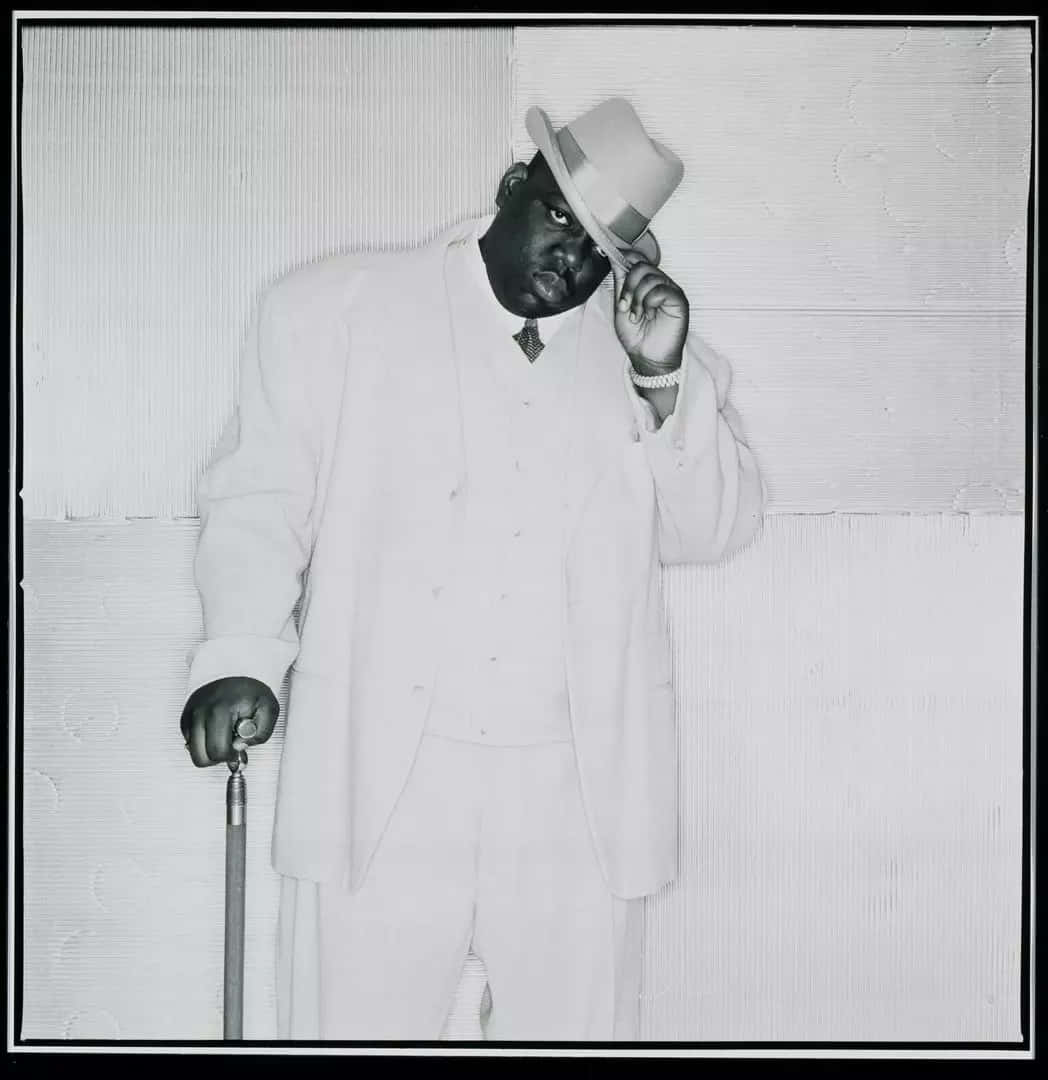 Notorious_ B I G_ Stylish_ Pose_ Black_and_ White Wallpaper