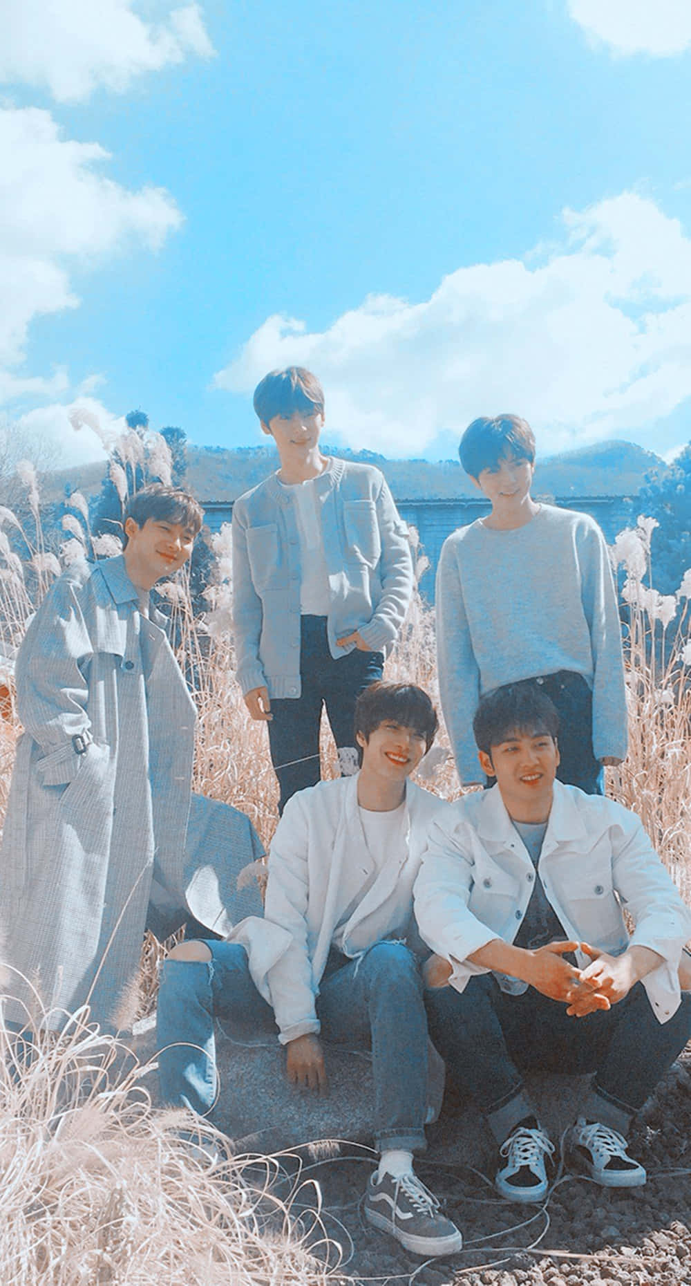 Nuest Blue Cloudy Edit Kpop Wallpaper