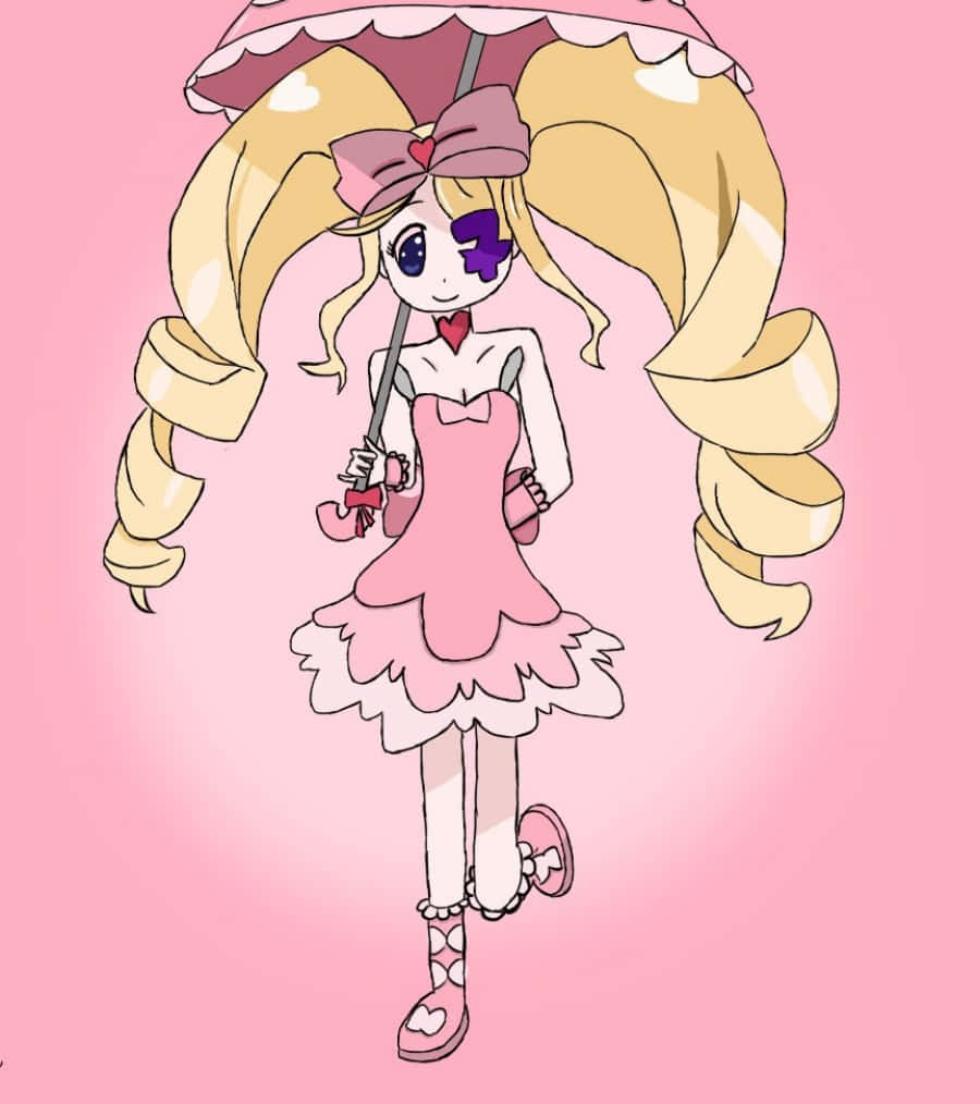 Nui Harime Striking A Pose With Her Pink Parasol Wallpaper