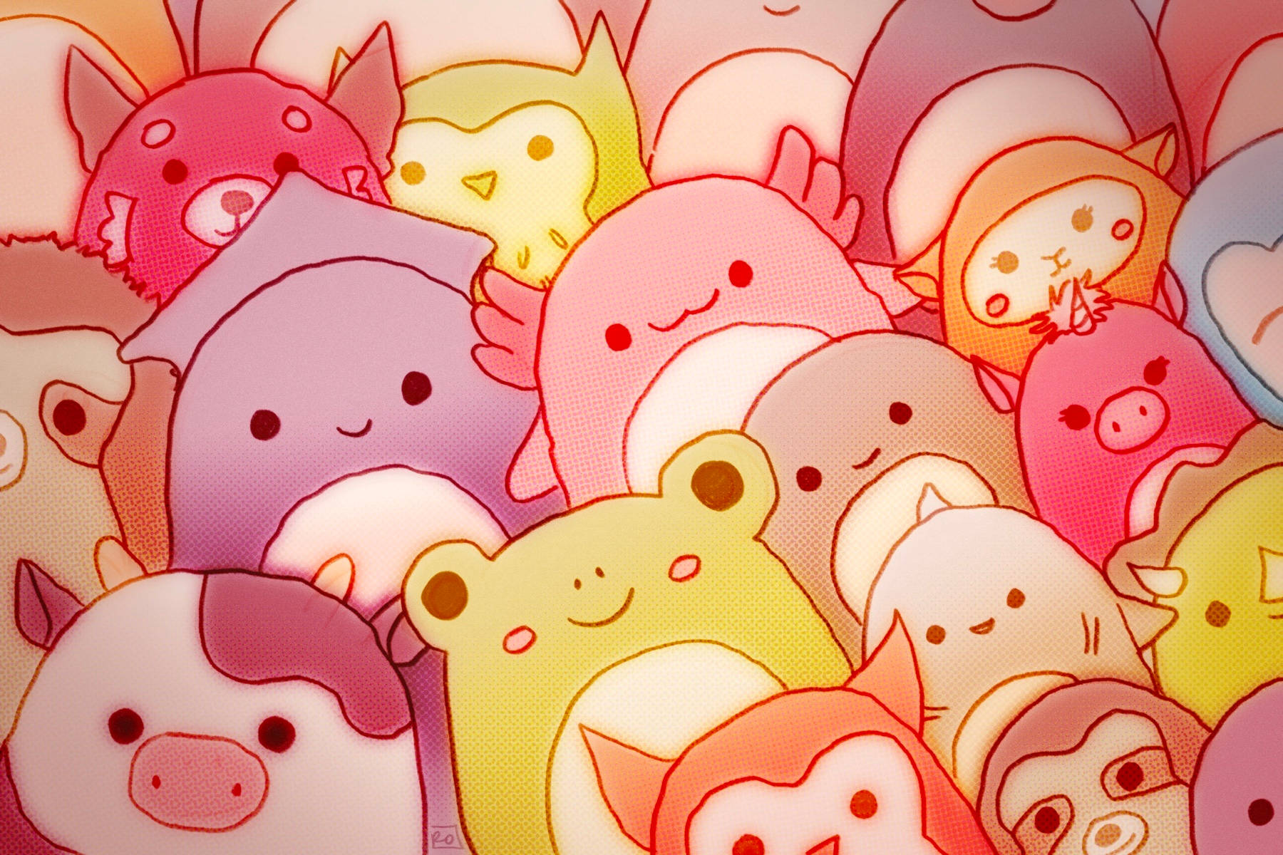 Numerous Cartoon Squishmallows Wallpaper