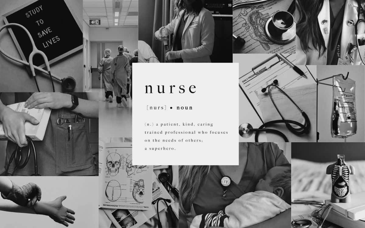 Nurse Collage Aesthetic Blackand White Wallpaper