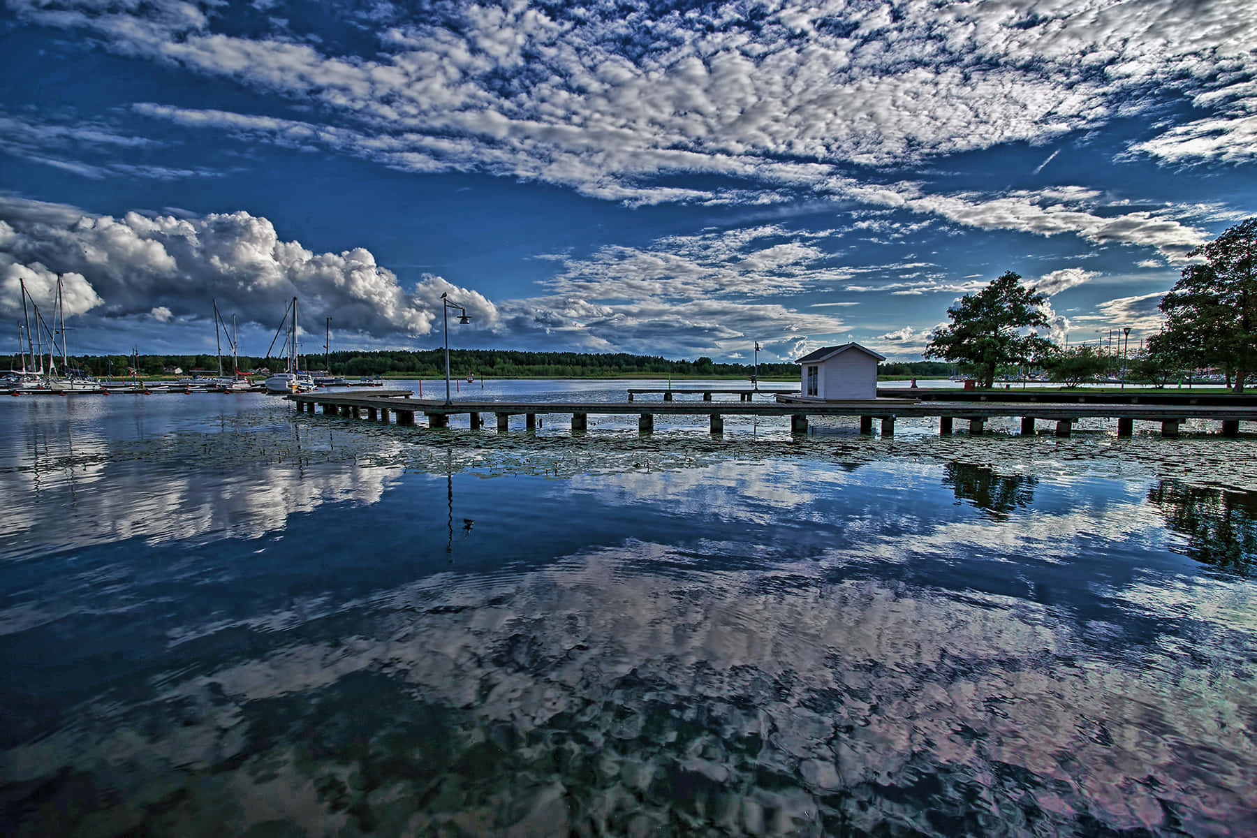 Nykoping Marina Cloudy Sky Wallpaper