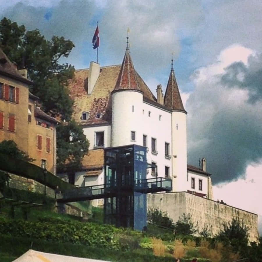 Nyon Castle Hillside Switzerland Wallpaper