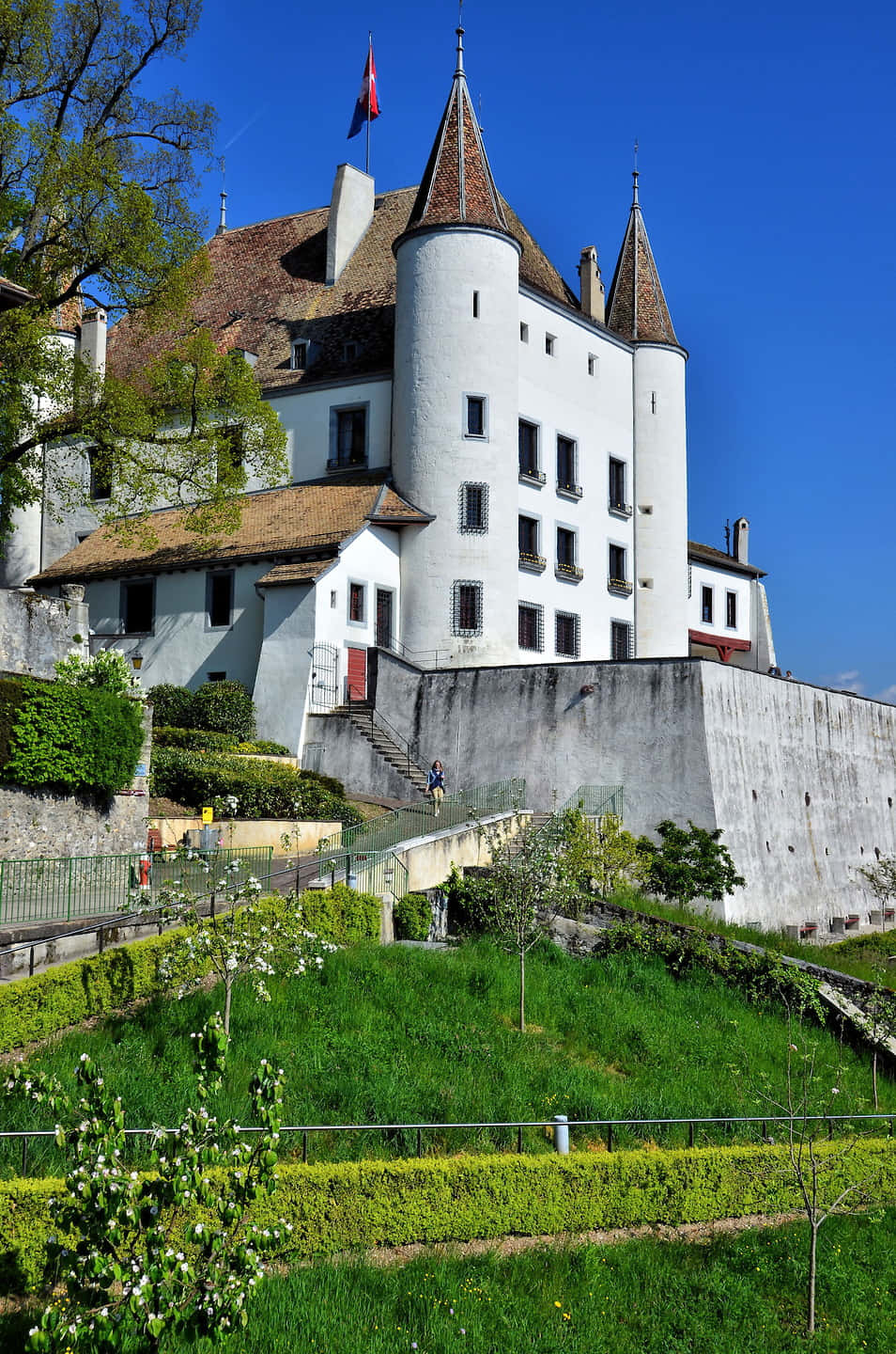 Nyon Castle Switzerland Springtime Wallpaper