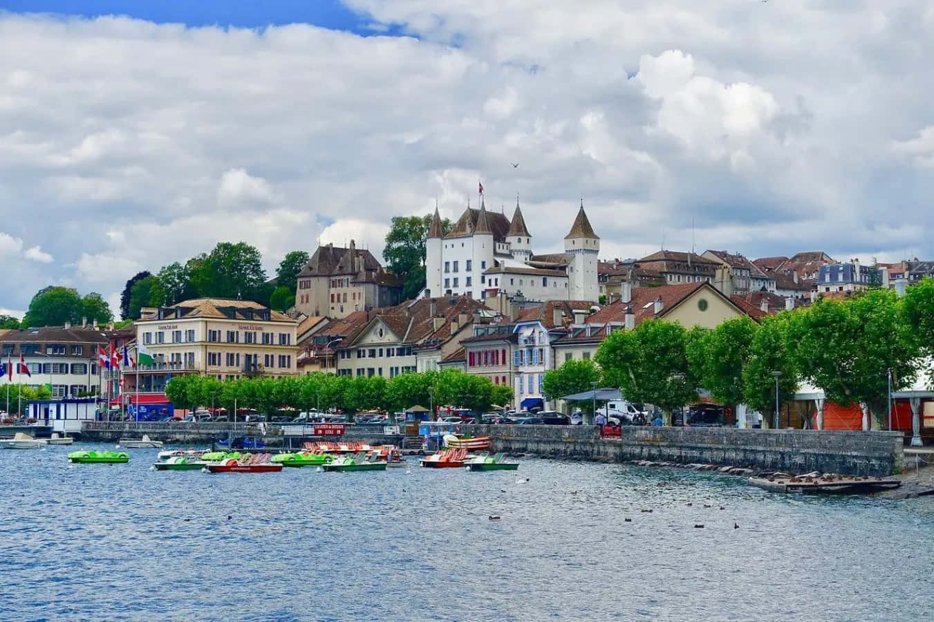 Nyon Switzerland Lakeside View Wallpaper