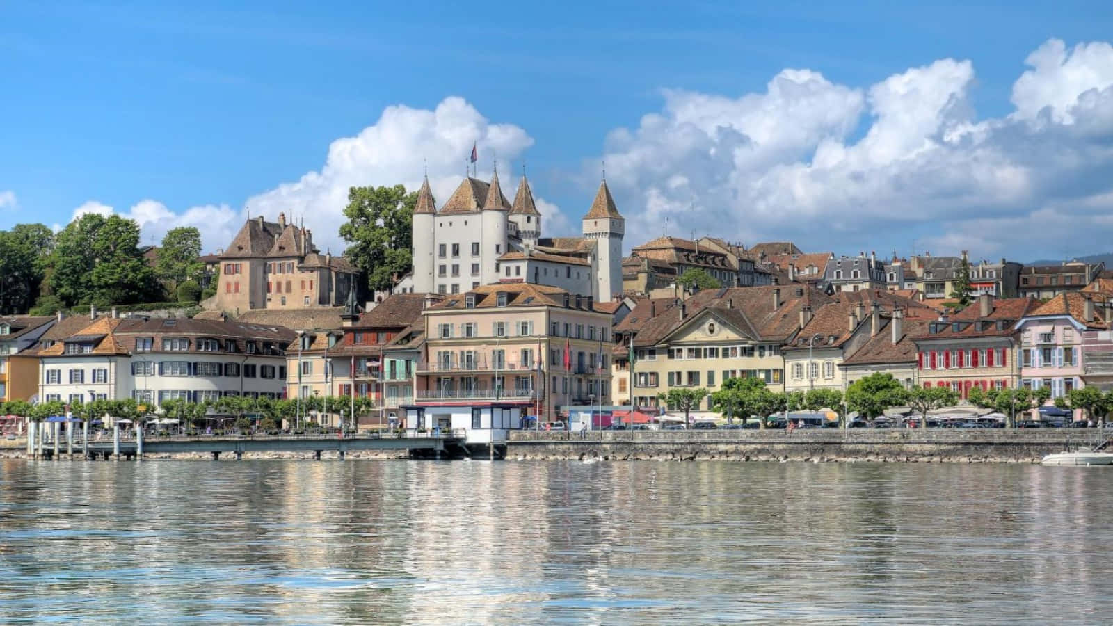 Nyon Switzerland Lakeside View Wallpaper