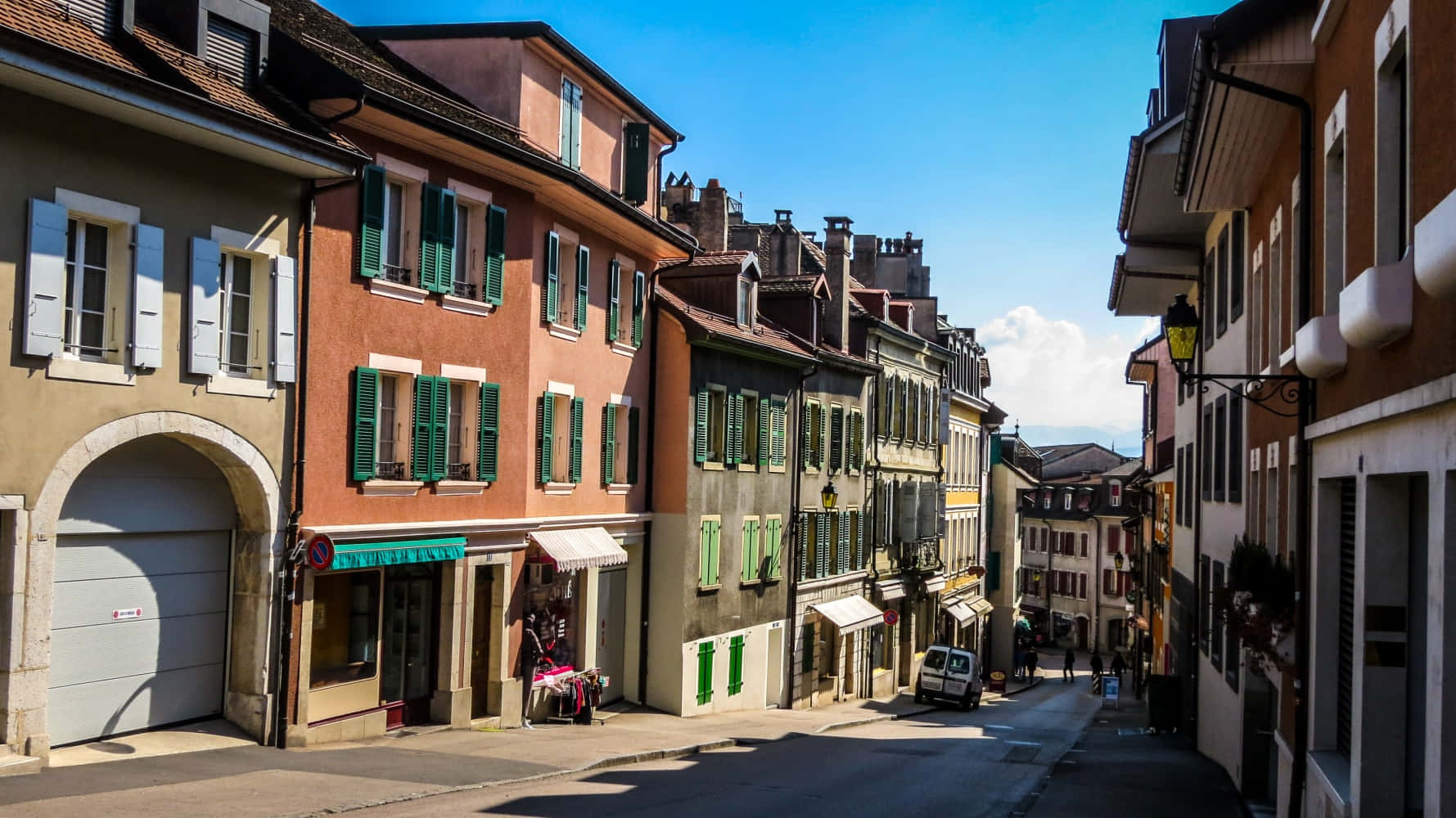 Nyon Switzerland Quaint Street View Wallpaper