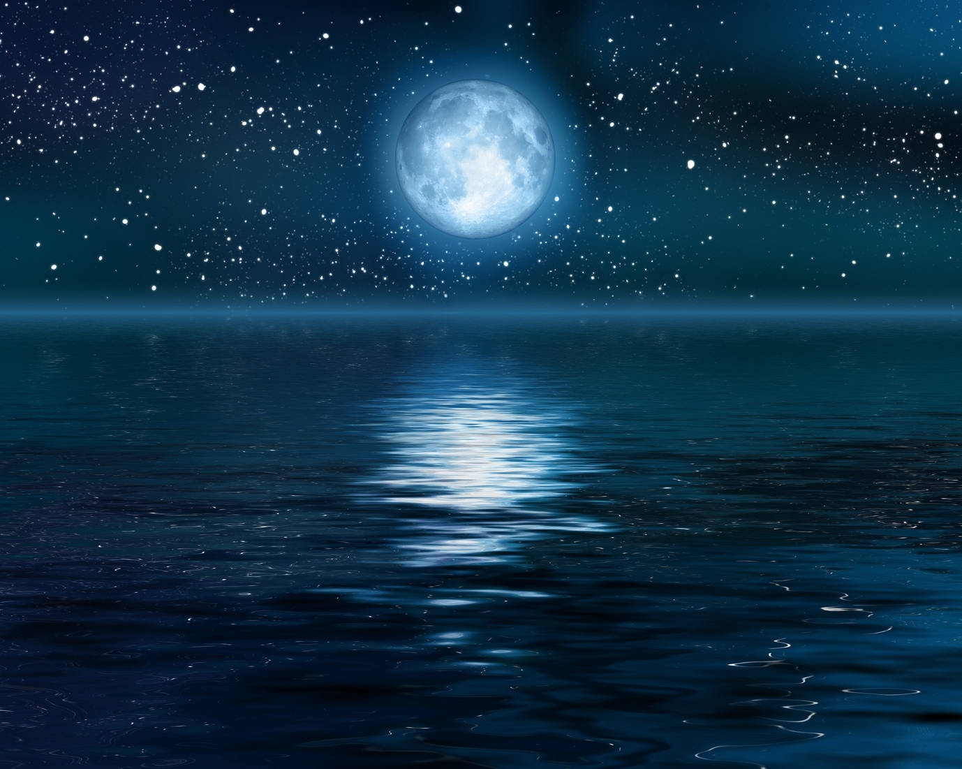 Ocean Under Galaxy Moon Wallpaper