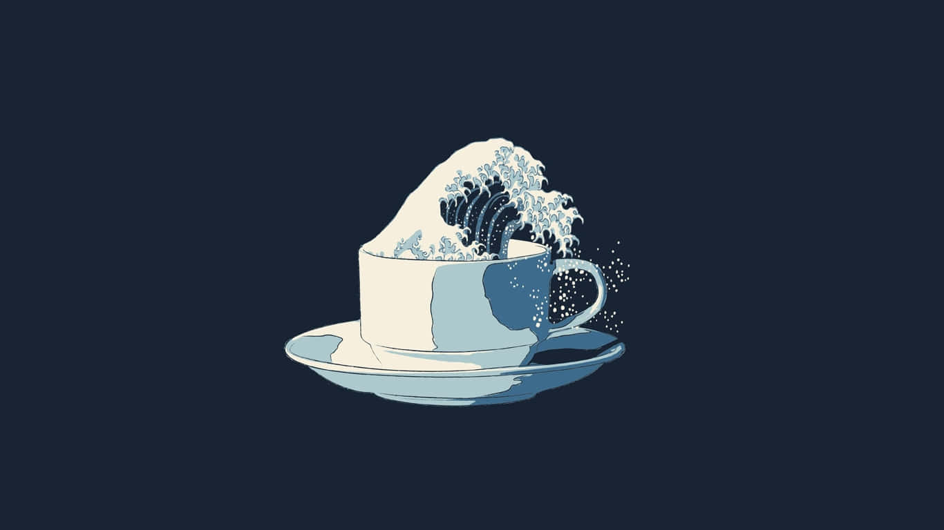 Ocean Wave Teacup Art Wallpaper