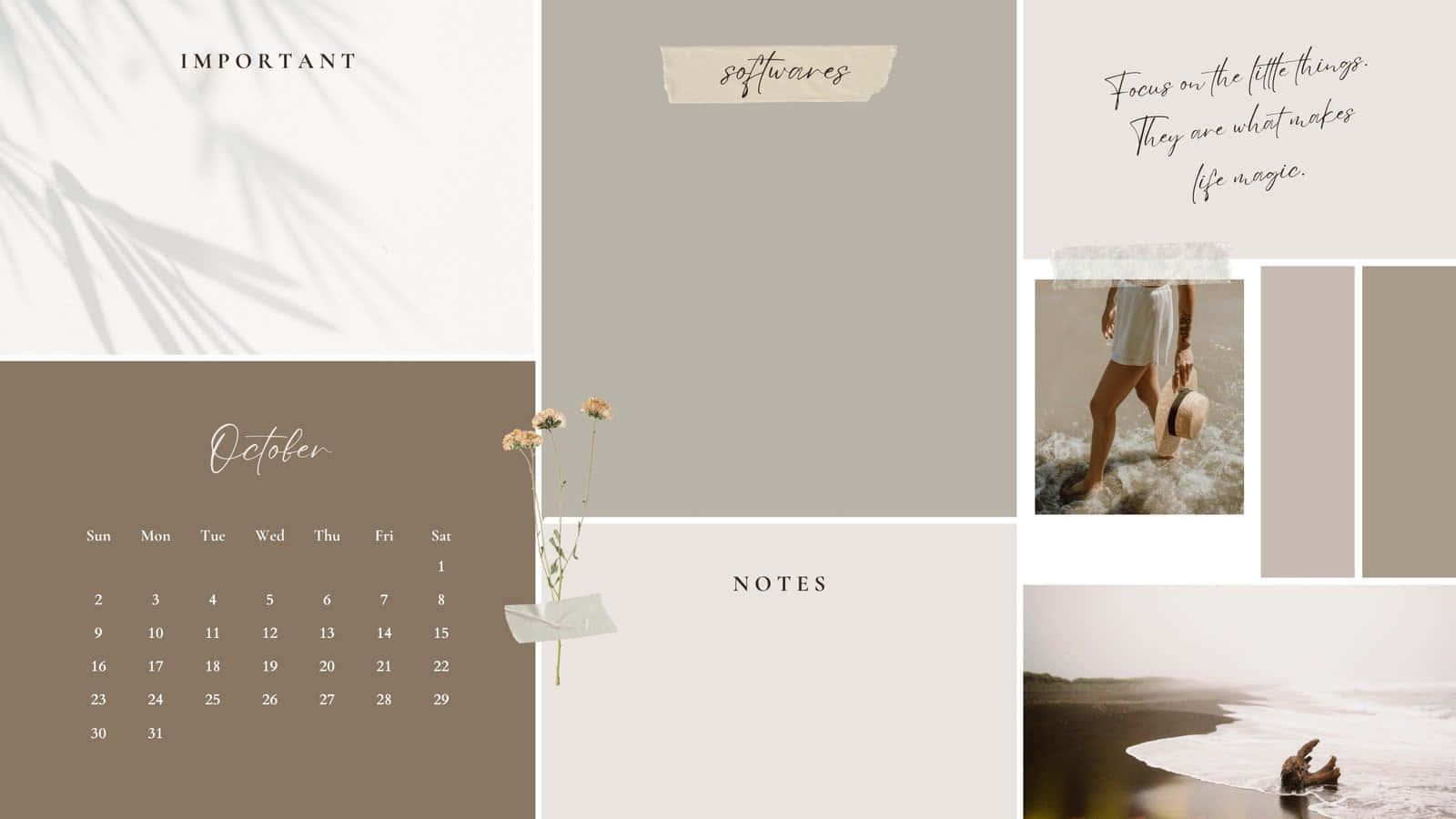 October Cute Desktop Organizer Wallpaper