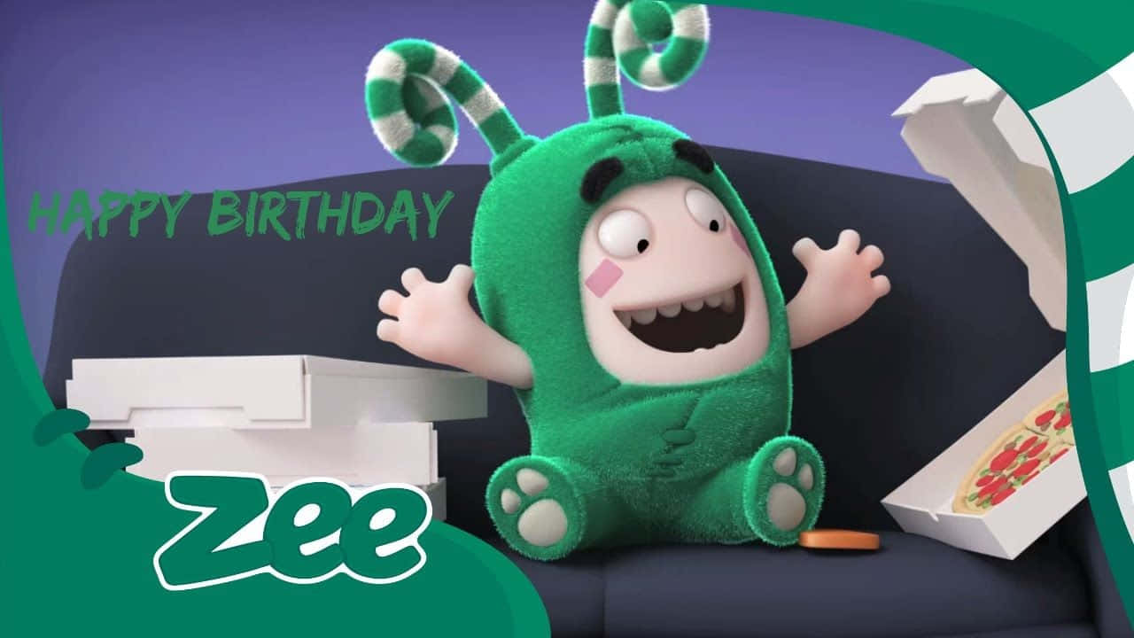 Oddbods Show Character Zee Birthday Illustration Wallpaper