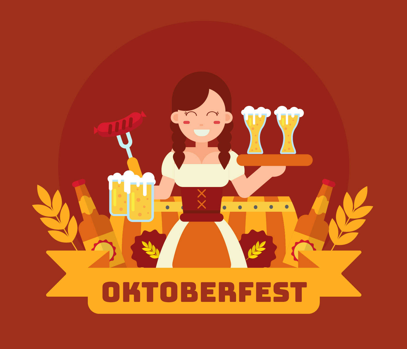 Oktoberfest Lady Server Art Wallpaper