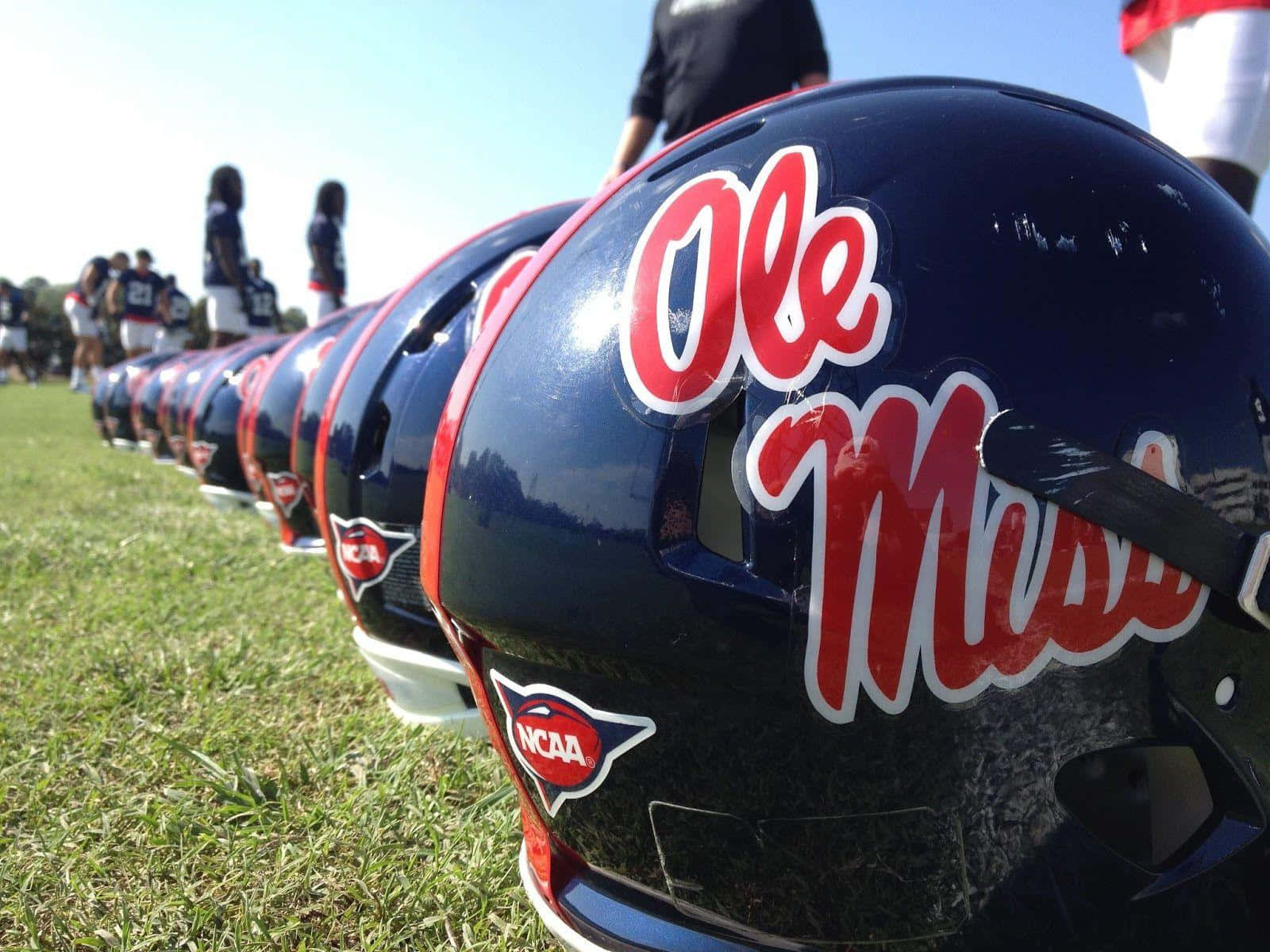 Ole Miss Football Helmets Lined Up Wallpaper