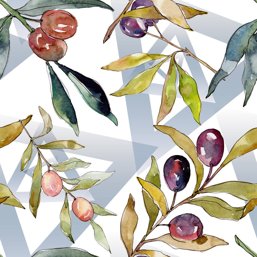 Olive Branch With Purplish Fruit Wallpaper