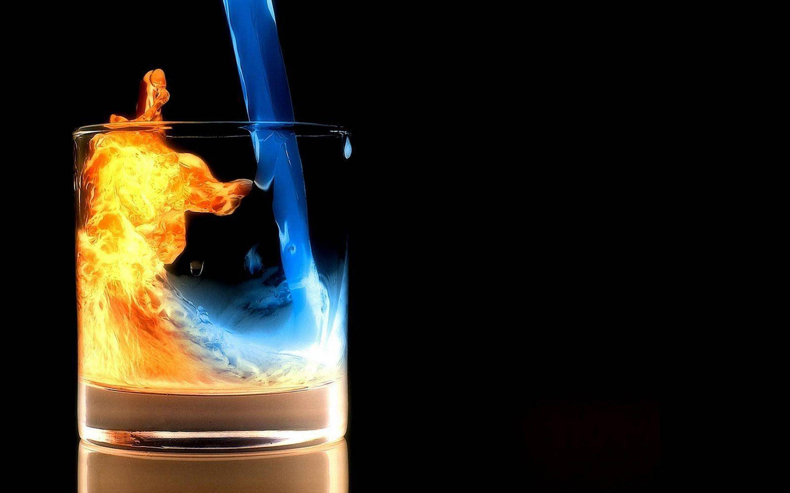 On Fire Rock Glass Wallpaper