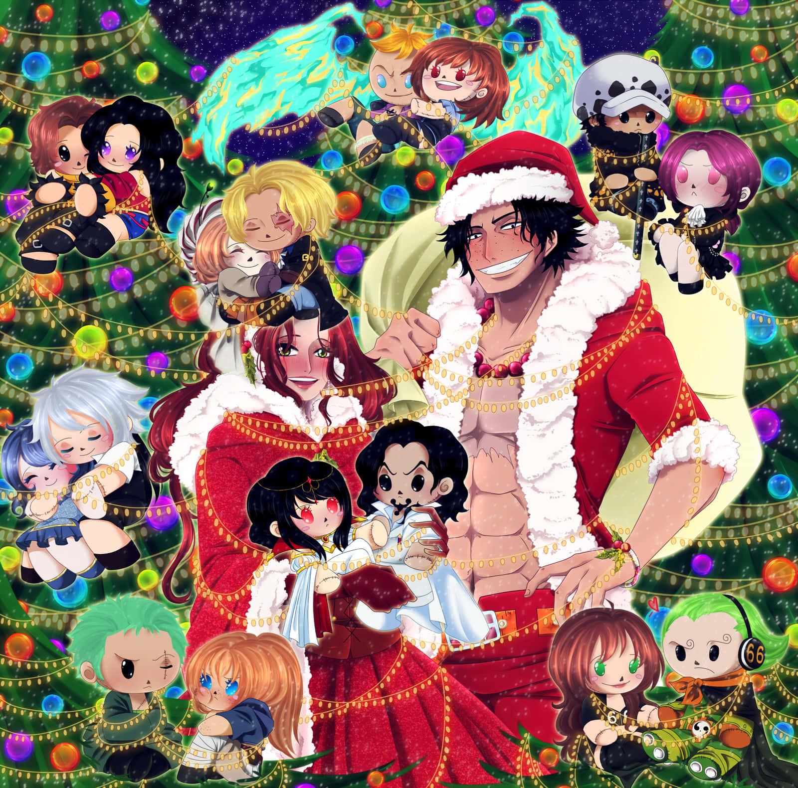 One Piece Christmas Celebration Wallpaper