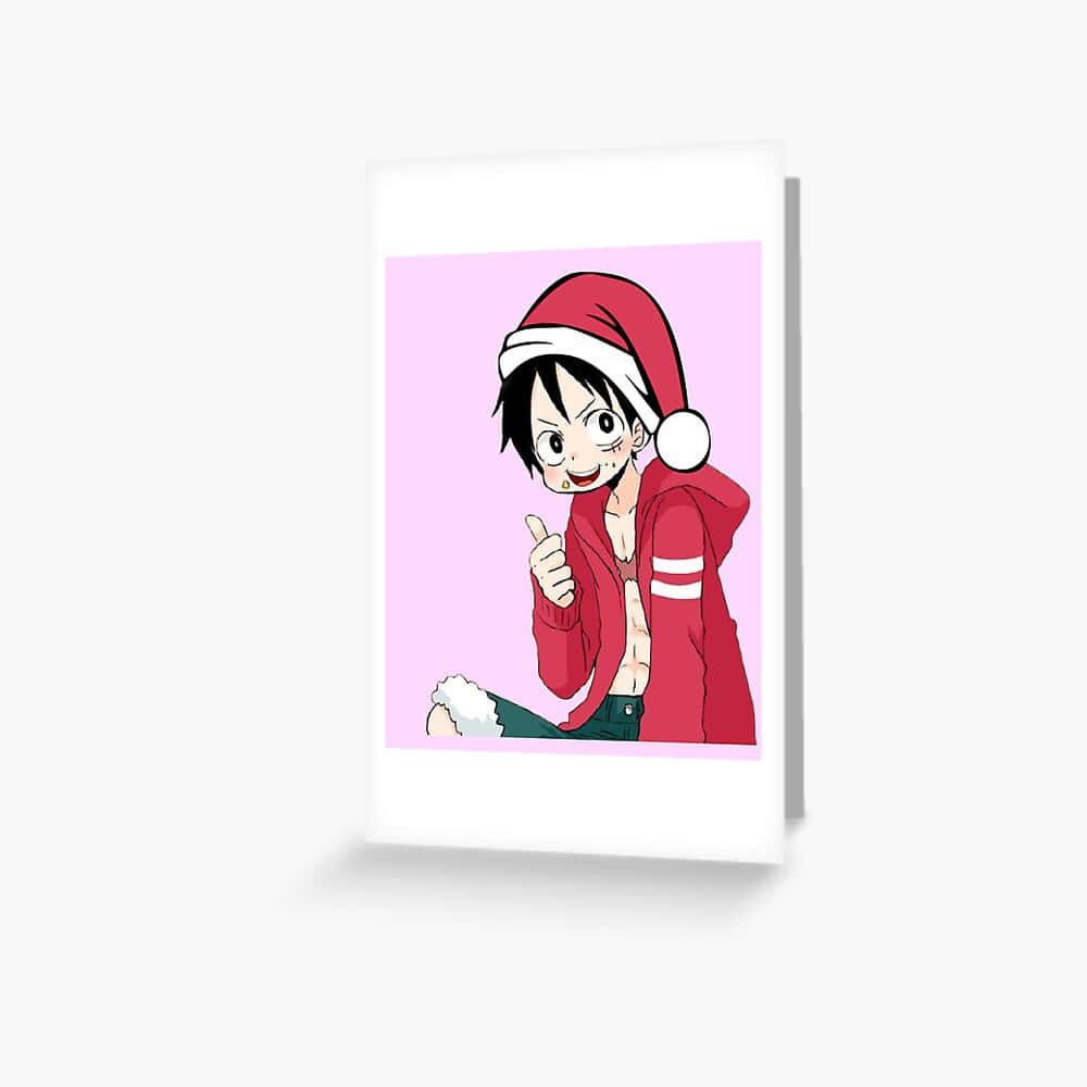 One Piece Christmas Luffy Thumbs Up Wallpaper