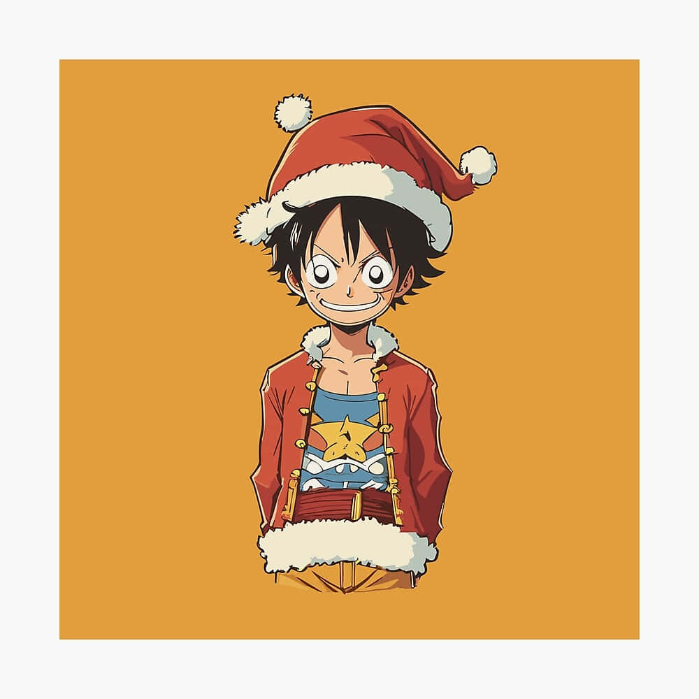 One Piece Luffy Christmas Outfit Wallpaper