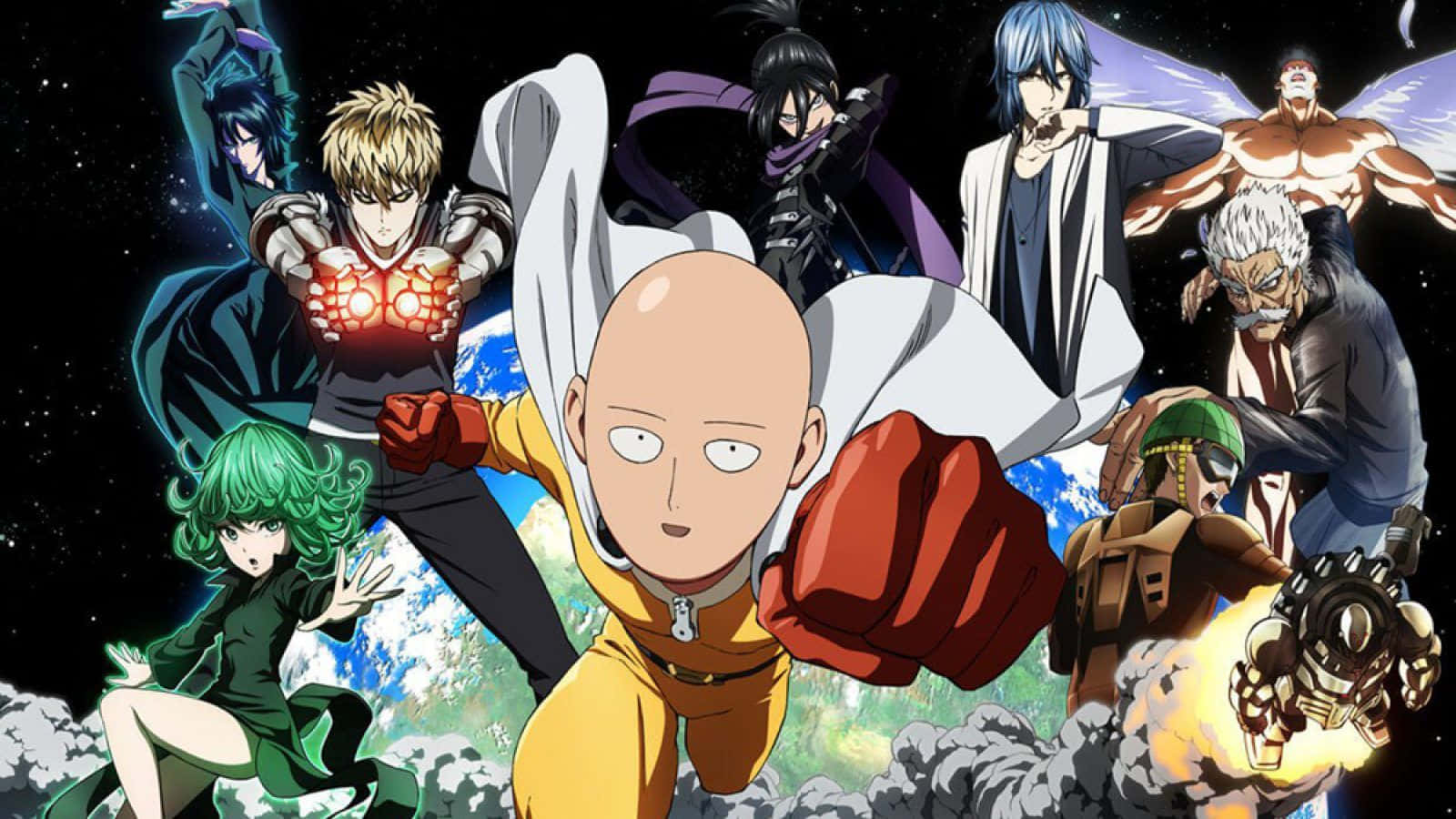 One Punch Man Season 2 Poster Featuring Saitama And Garou Wallpaper