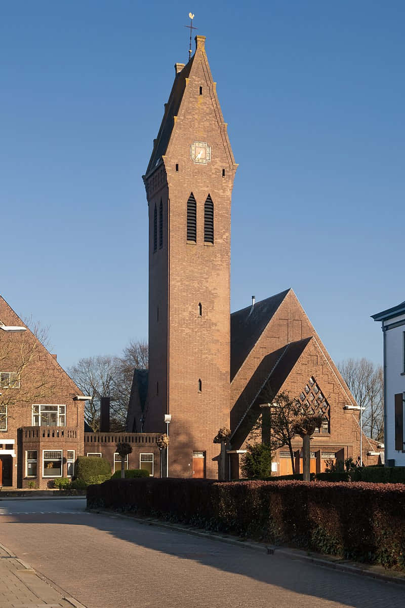 Oosterhout Church Tower Sunny Day Wallpaper