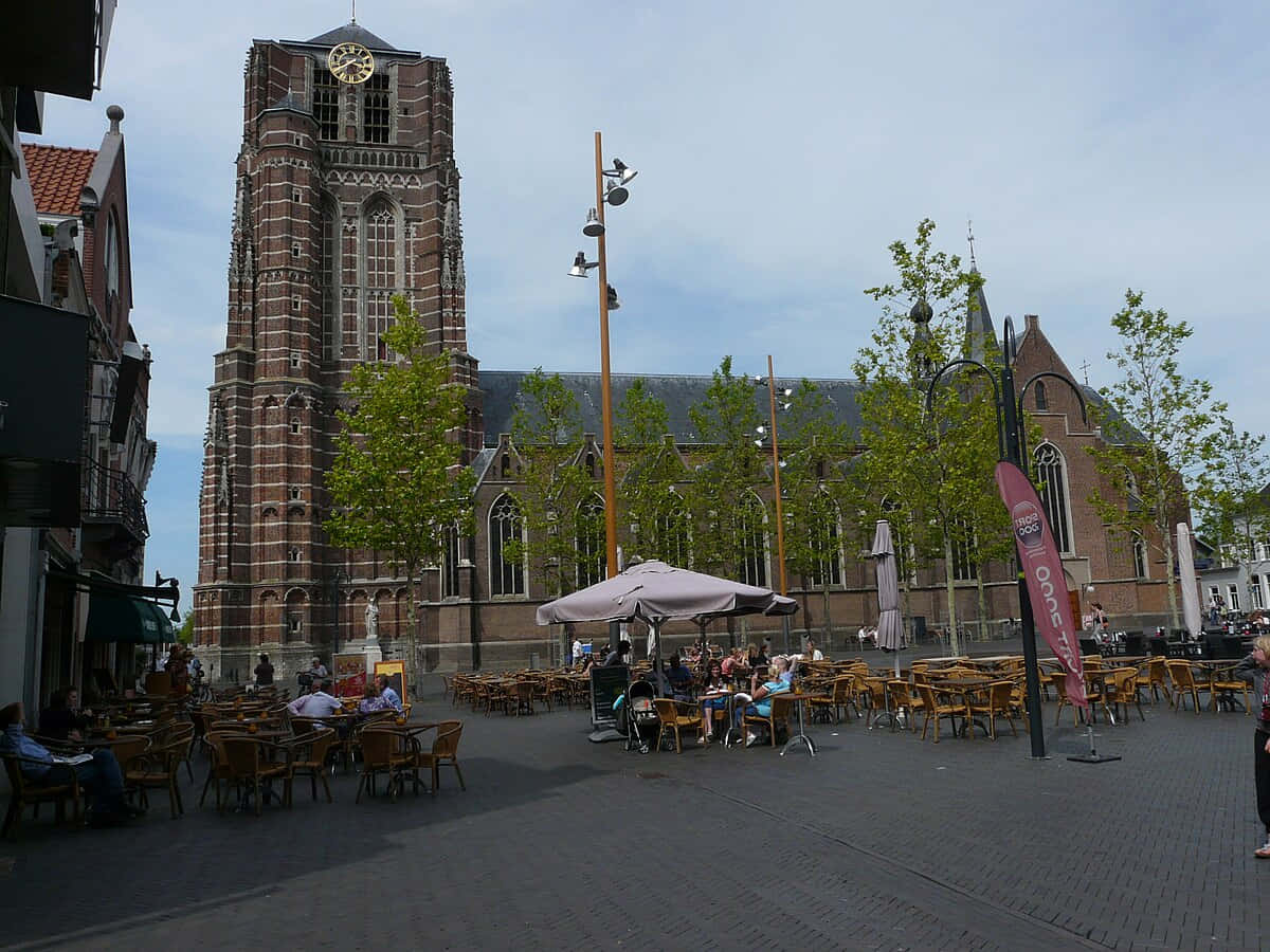 Oosterhout Market Squareand Church Wallpaper