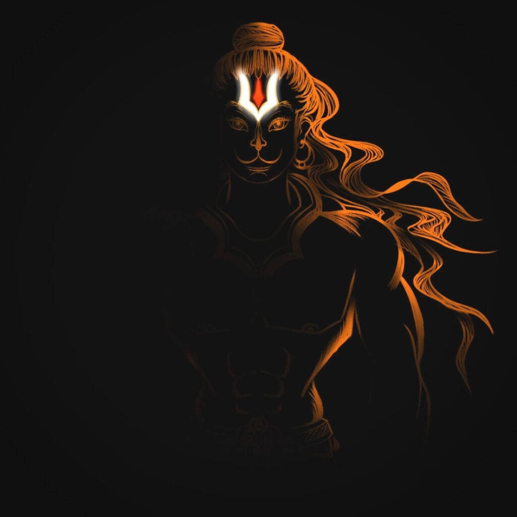 Orange And Black Hanuman Art Wallpaper