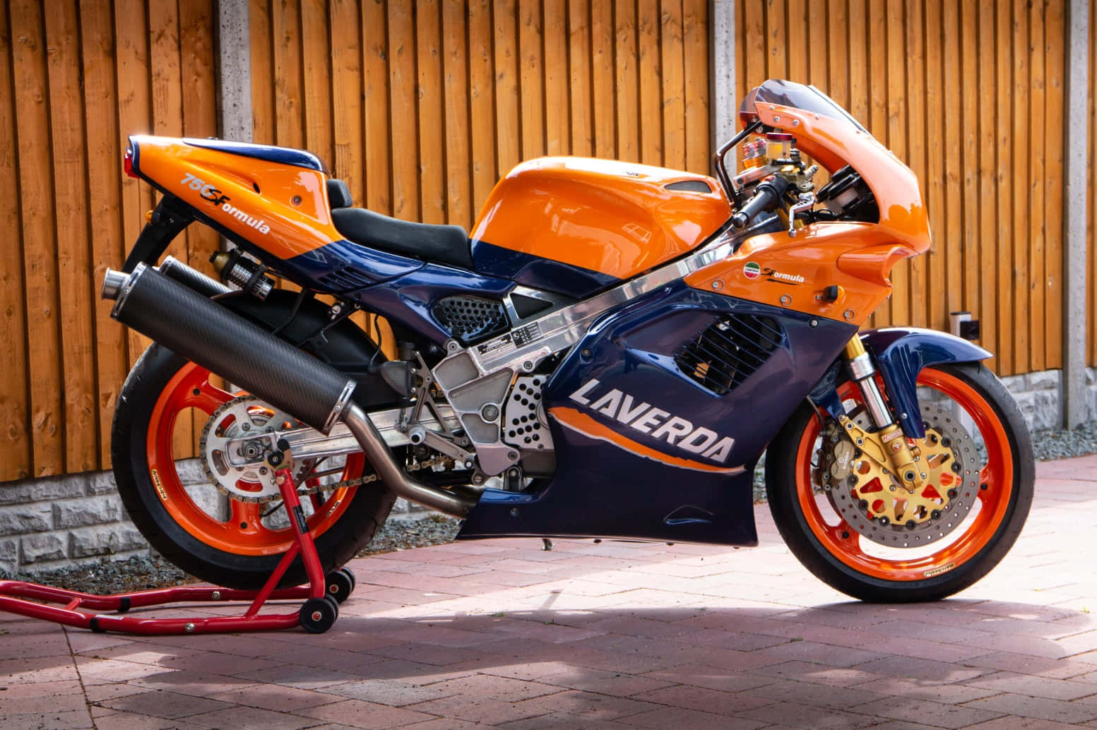 Orange Blue Laverda Racing Motorcycle Wallpaper