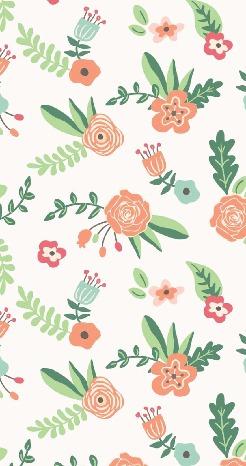 Orange Flowers Cute Floral Design Wallpaper