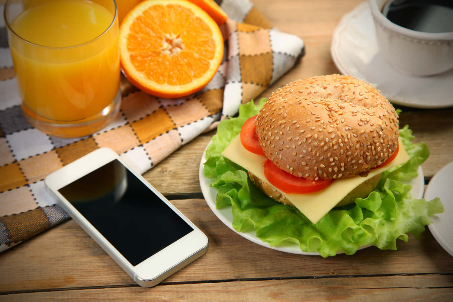 Orange Juice And Cheeseburger Wallpaper