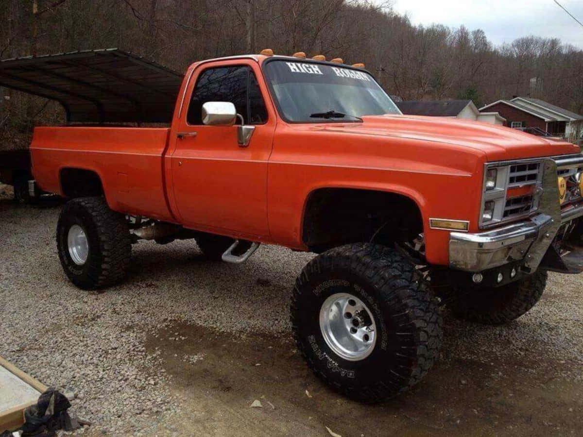 Orange Square Body Pickup Truck Wallpaper