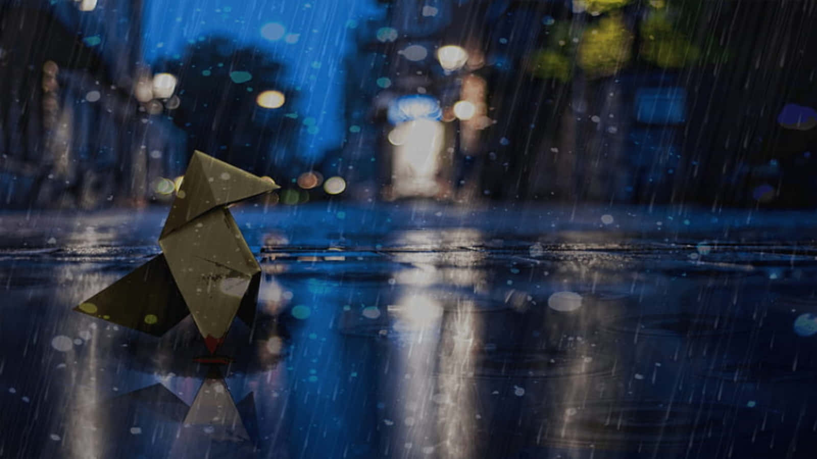 Origami Bird In The Rain Wallpaper