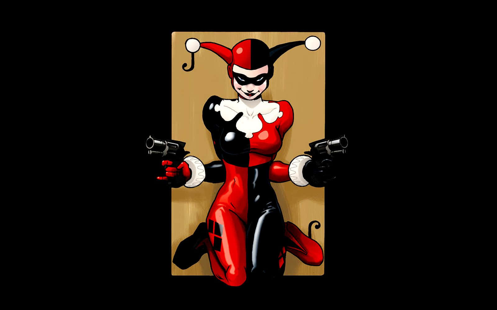 Original Harley Quinn On Gold Joker Card Wallpaper