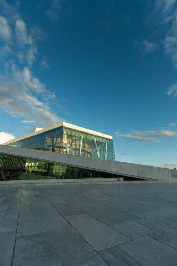 Oslo Opera House With Blue Sky Wallpaper