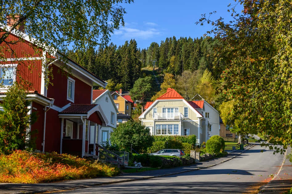 Ostersund Sweden Residential Street Wallpaper