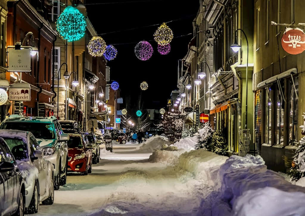 Ostersund Sweden Winter Night Wallpaper