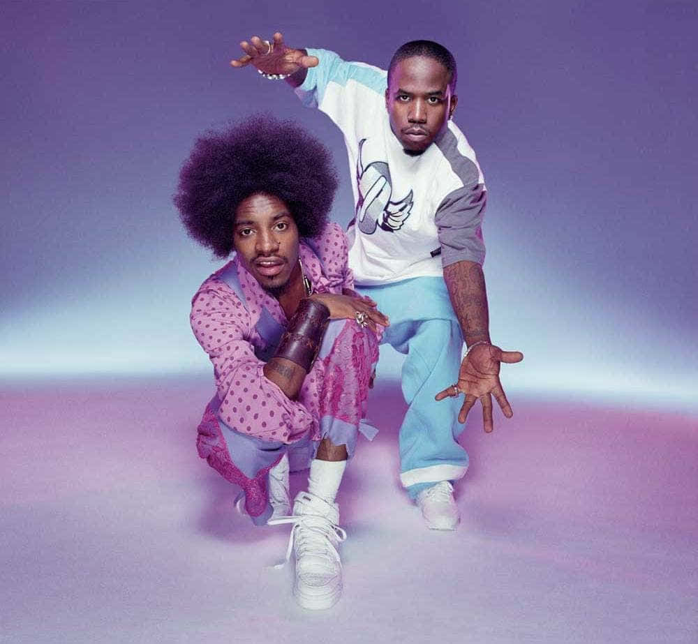 Outkast Duo Pose Purple Backdrop Wallpaper